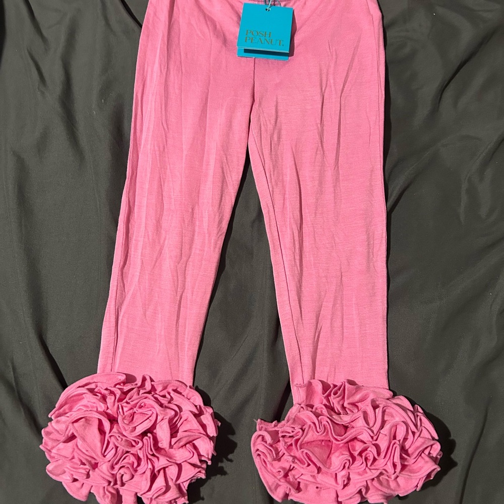 Posh Peanut Hot Pink Ruffle Hem Leggings